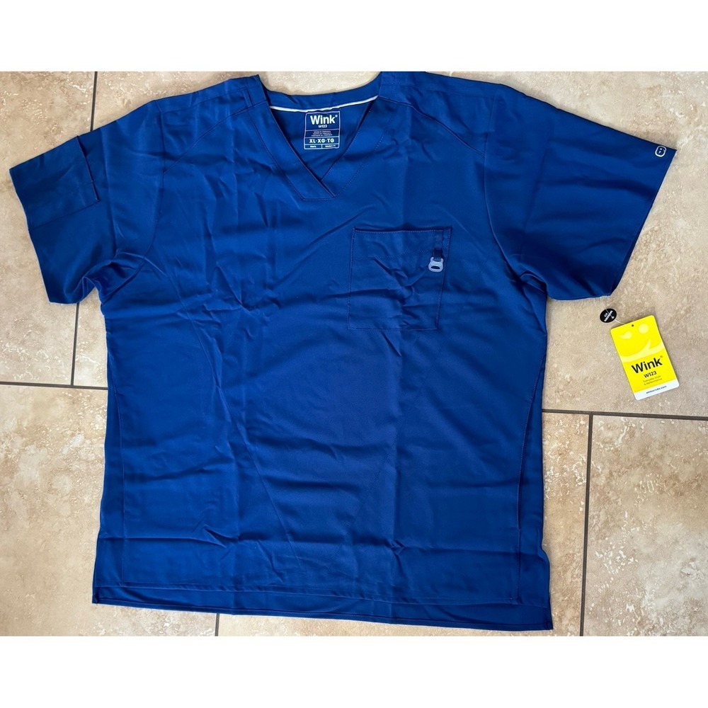 Wink W123 Scrub Top Men XL Navy Blue Medical Uniform Modern Fit‎ Stretch NEW